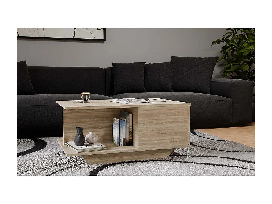 Stolik Kawowy Denver | Dąb Sonoma | 90x60x42 cm | Nowoczesny Salon