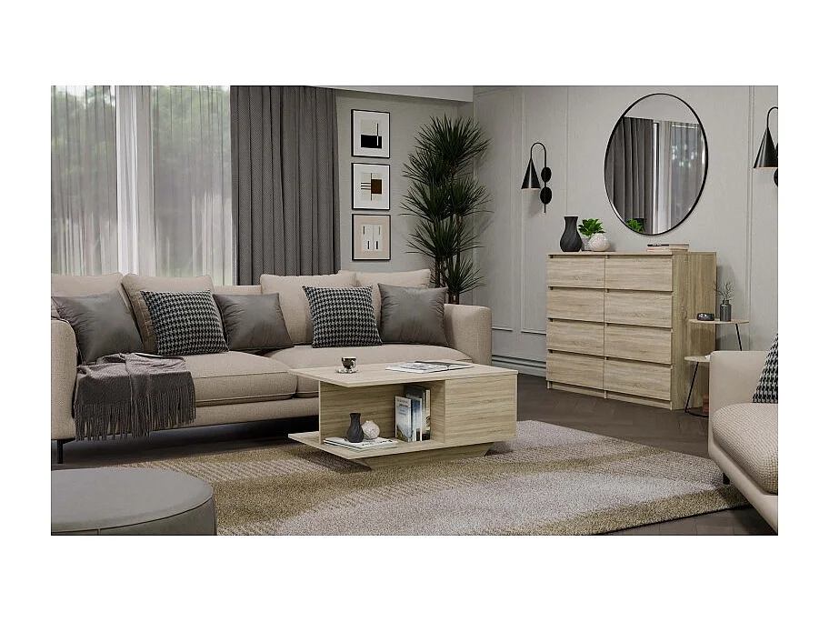 Stolik Kawowy Denver | Dąb Sonoma | 90x60x42 cm | Nowoczesny Salon