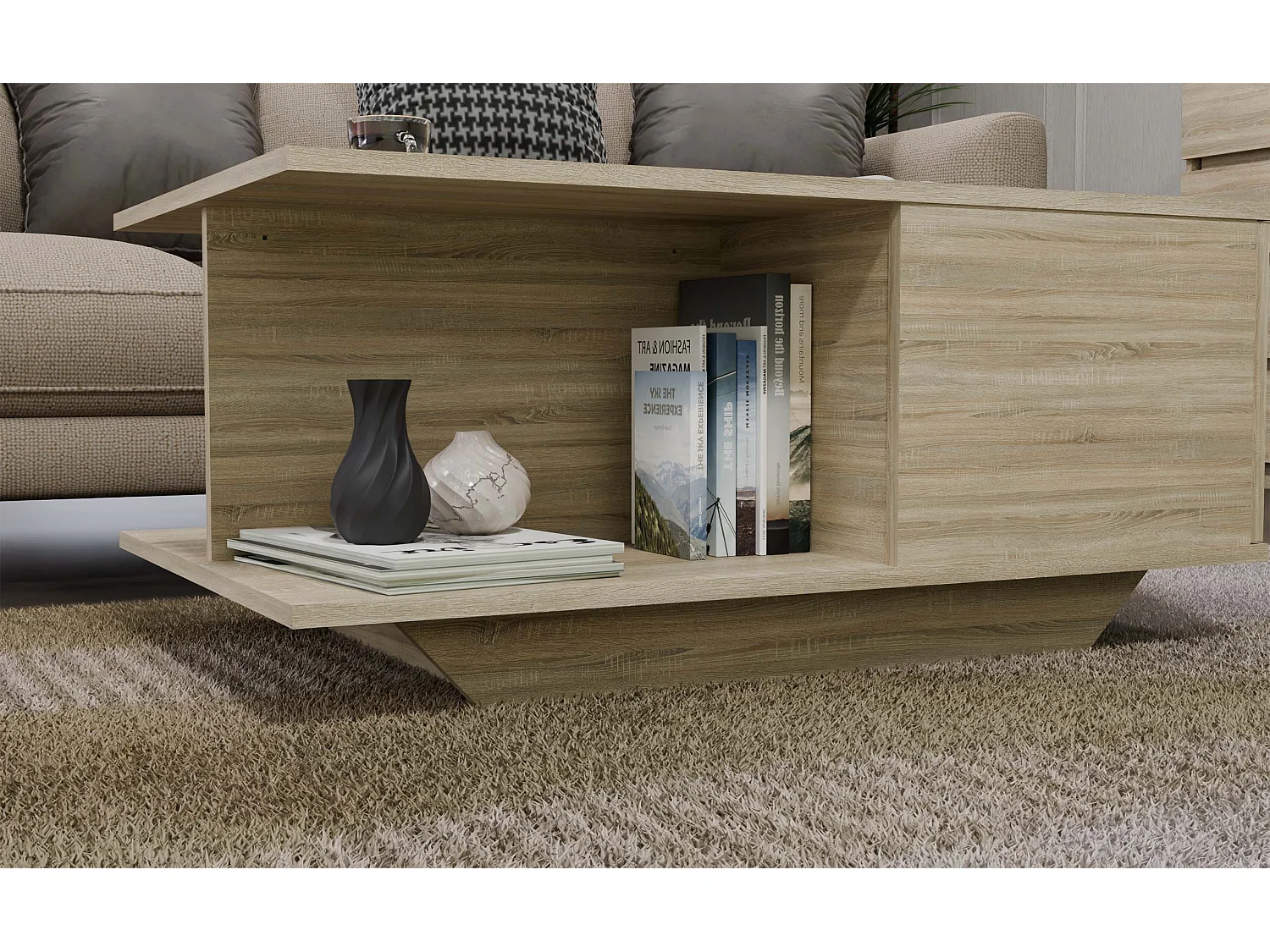 Stolik Kawowy Denver | Dąb Sonoma | 90x60x42 cm | Nowoczesny Salon