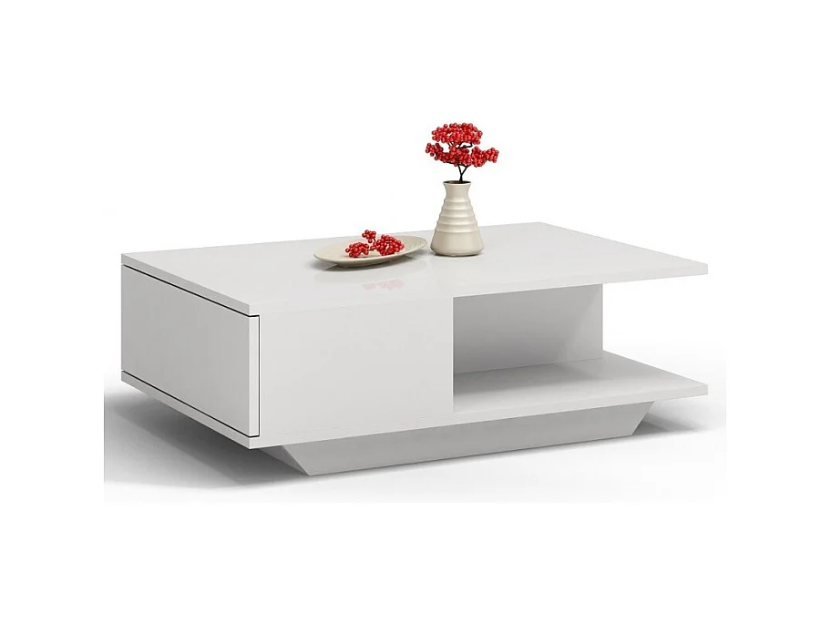 Ława Denver | Biały połysk stolik kawowy | 90x60x42 cm | Nowoczesny design