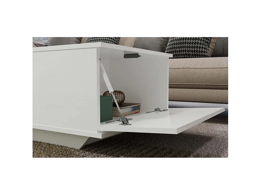 Ława Denver | Biały połysk stolik kawowy | 90x60x42 cm | Nowoczesny design