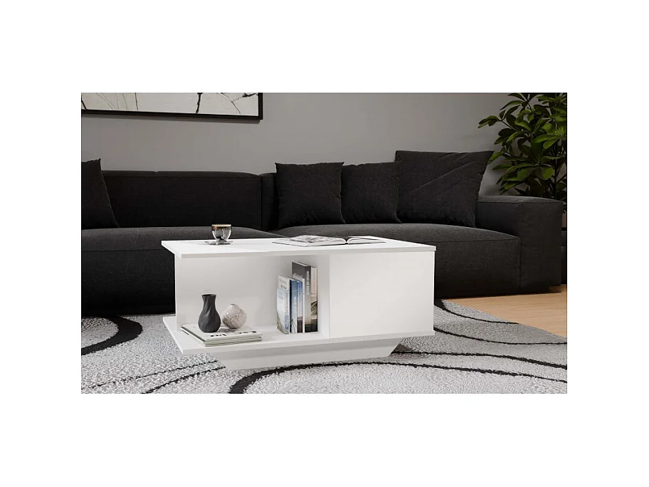 Ława Denver | Biały połysk stolik kawowy | 90x60x42 cm | Nowoczesny design