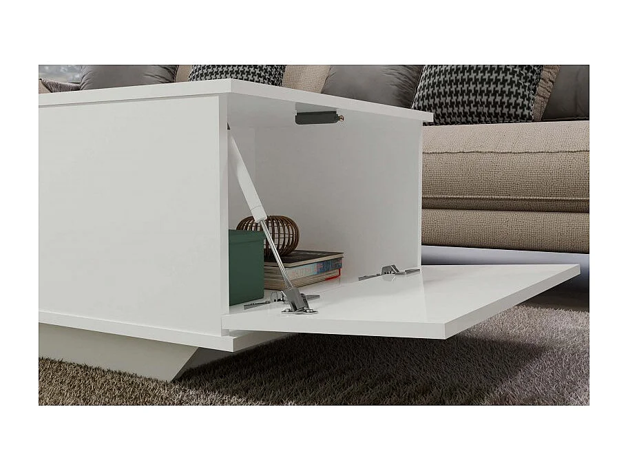 Ława Denver | Biały połysk stolik kawowy | 90x60x42 cm | Nowoczesny design