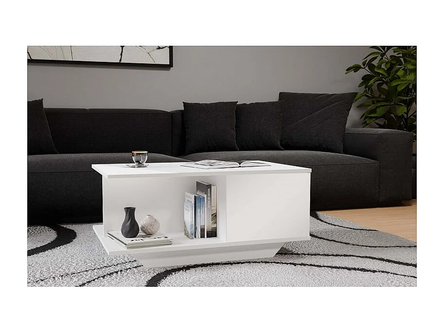 Ława Denver | Biały połysk stolik kawowy | 90x60x42 cm | Nowoczesny design