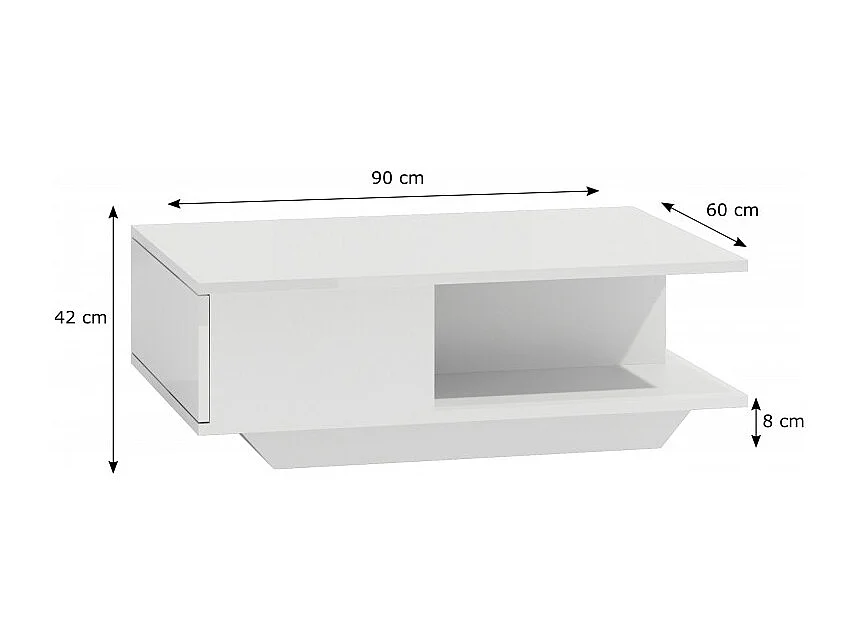 Ława Denver | Biały połysk stolik kawowy | 90x60x42 cm | Nowoczesny design