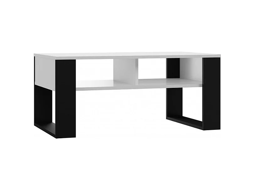 Ława Modern 2P | Biały Czarny| 90x58x50 cm | Stolik Kawowy Nowoczesny