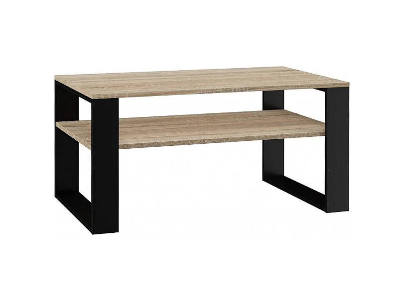 Ława Modern 1P | Stolik Kawowy Dąb Sonoma Czarny | 90x58x50 cm | Nowoczesny Design