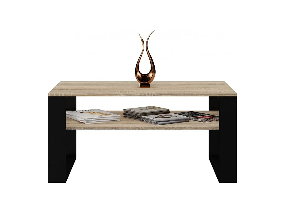 Ława Modern 1P | Stolik Kawowy Dąb Sonoma Czarny | 90x58x50 cm | Nowoczesny Design