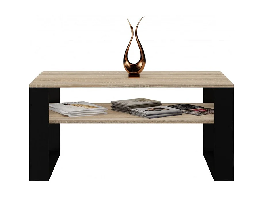 Ława Modern 1P | Stolik Kawowy Dąb Sonoma Czarny | 90x58x50 cm | Nowoczesny Design