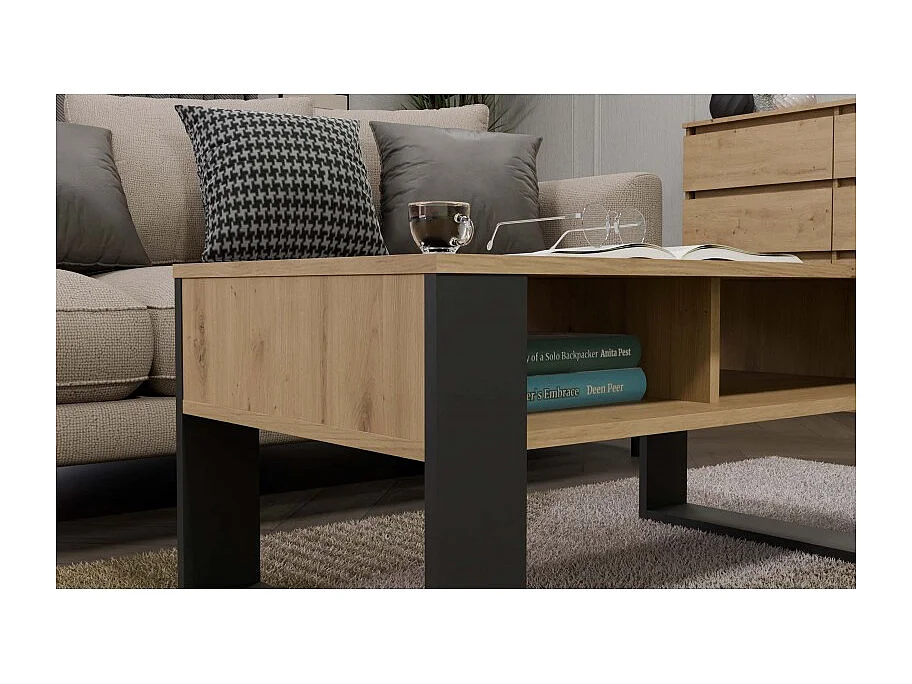 Ława Modern 2P | Antracyt Artisan | 90x58x50  | Stolik Kawowy Nowoczesny