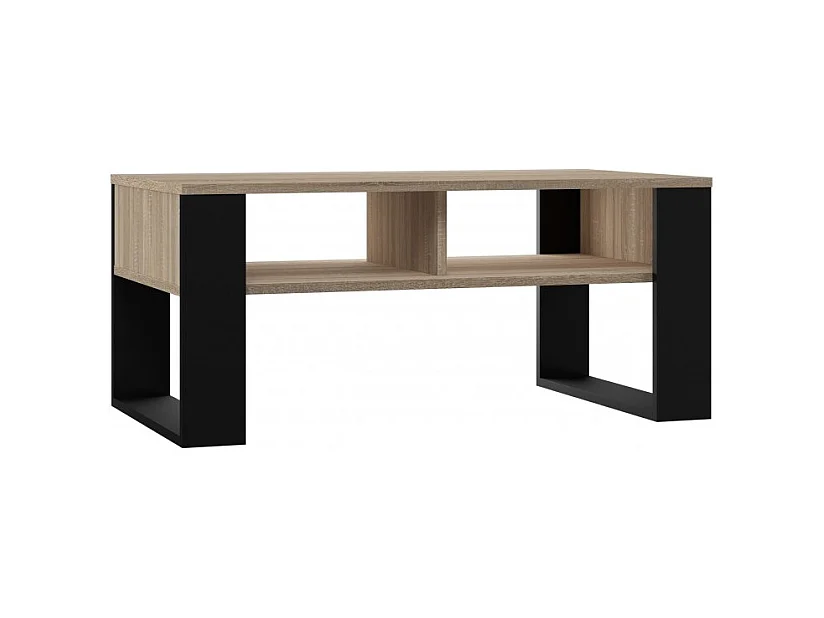 Ława Modern 2P | Dąb Sonoma Czarny| 90x58x50 cm |  Stolik Kawowy Nowoczesny