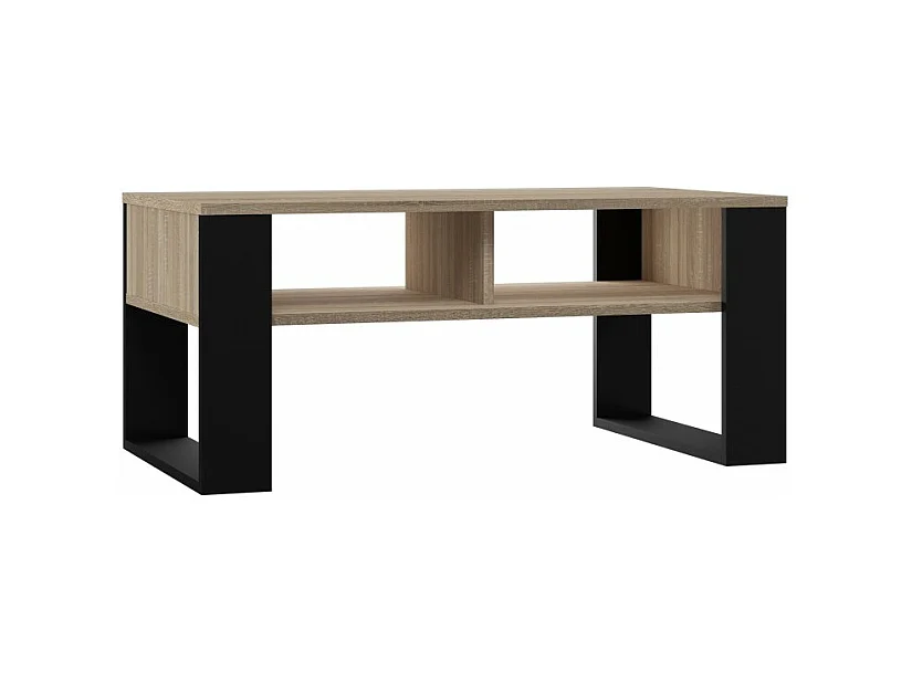 Ława Modern 2P | Dąb Sonoma Czarny| 90x58x50 cm |  Stolik Kawowy Nowoczesny
