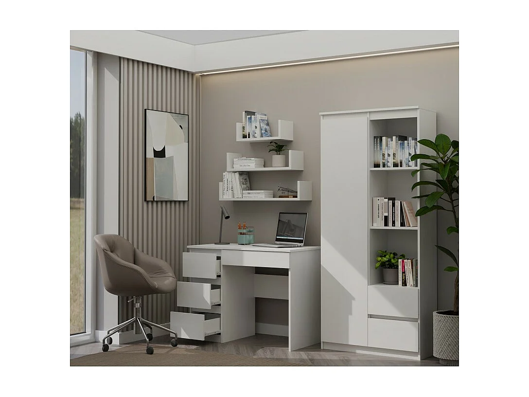 Biurko Mijas Lewe | Białe |  4 Szuflady | 98x51x76 cm | Do Pokoju/Biura