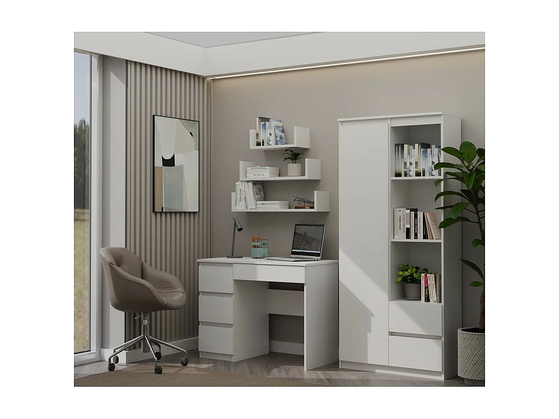 Biurko Mijas Lewe | Białe |  4 Szuflady | 98x51x76 cm | Do Pokoju/Biura