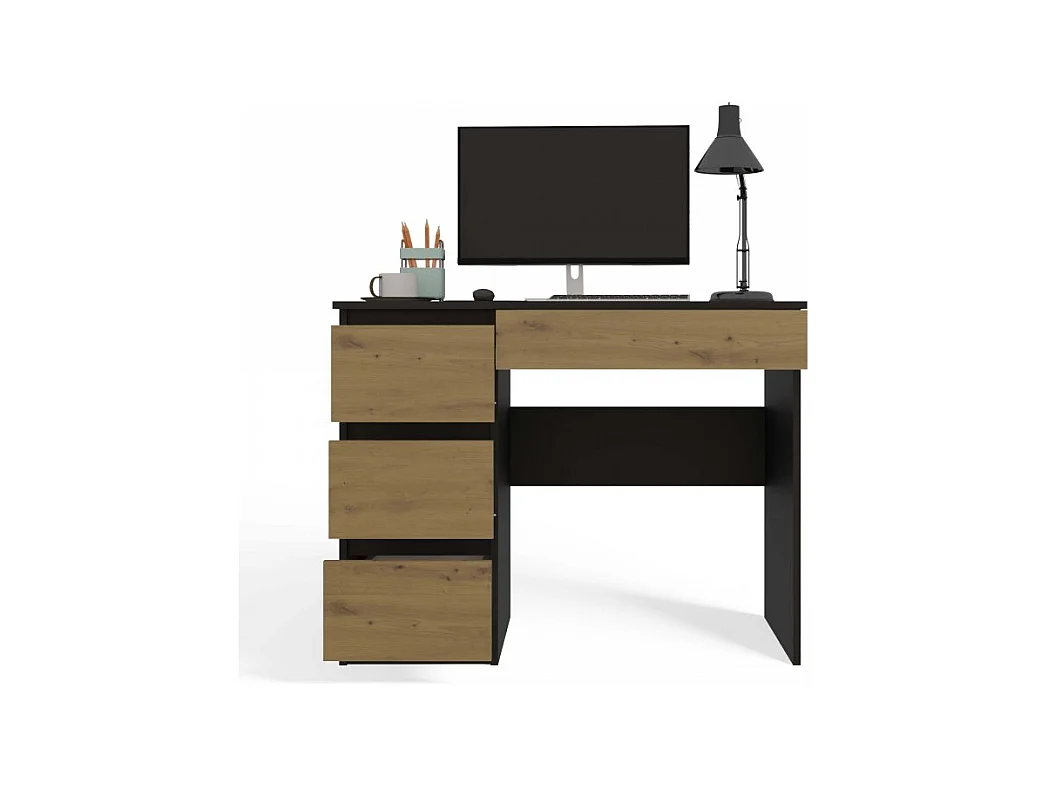 Biurko Mijas Lewe | Antracyt/Dąb Artisan |4 Szuflady | 98x51x76 cm | Do Pokoju/Biura