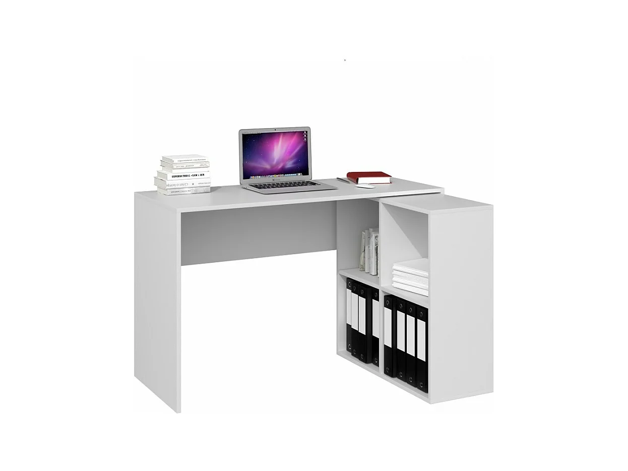 Biurko Plus 2x2 |  Białe | 120x50x76 |  Narożne Biurko z Regałem