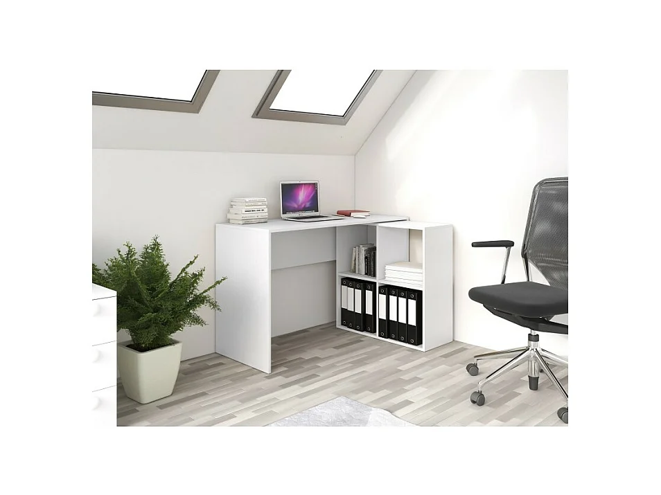 Biurko Plus 2x2 |  Białe | 120x50x76 |  Narożne Biurko z Regałem