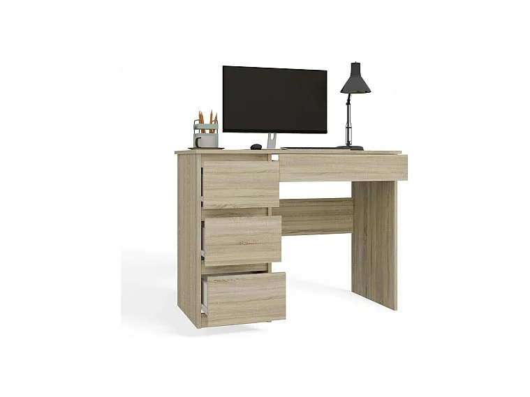 Biurko Mijas Lewe | Dąb Sonoma |4 Szuflady | 98x51x76 cm | Do Pokoju/Biura