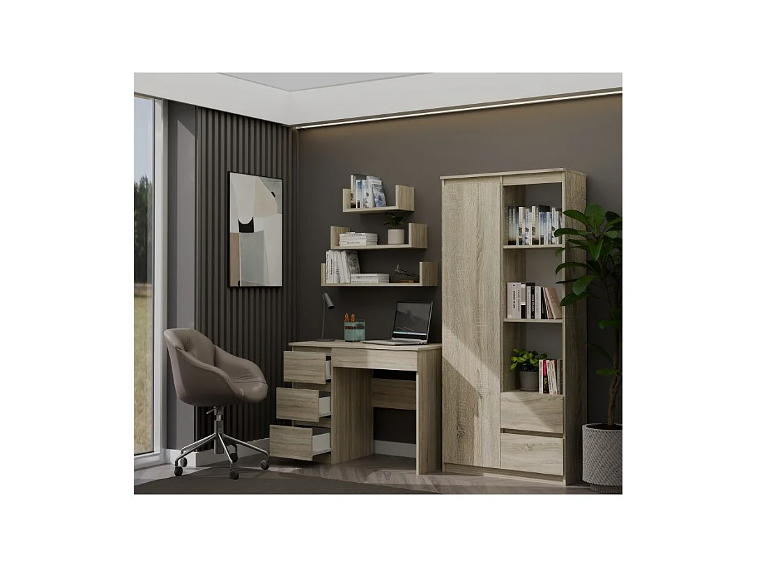 Biurko Mijas Lewe | Dąb Sonoma |4 Szuflady | 98x51x76 cm | Do Pokoju/Biura