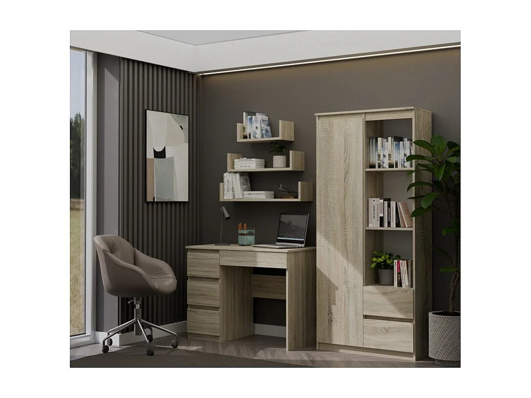 Biurko Mijas Lewe | Dąb Sonoma |4 Szuflady | 98x51x76 cm | Do Pokoju/Biura