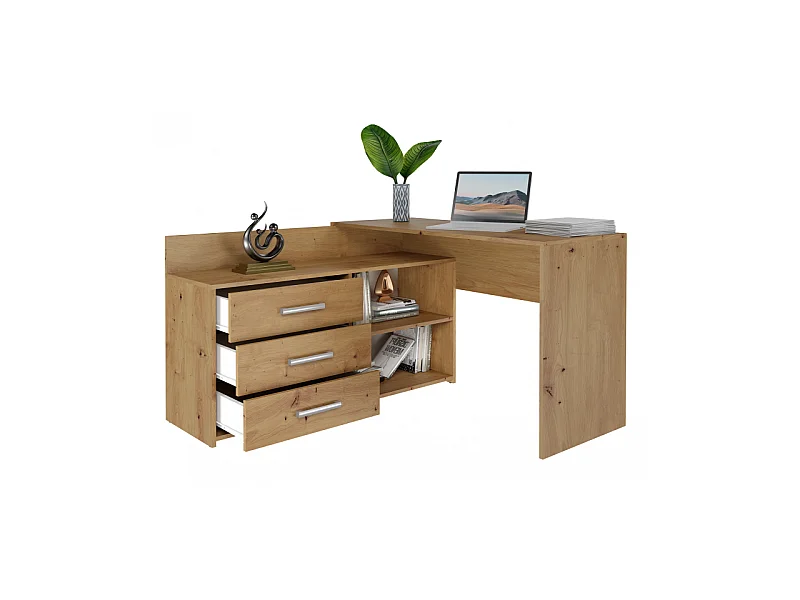 Biurko DANY |Artisan | 120x50x76 | Narożne z 3 Szufladami