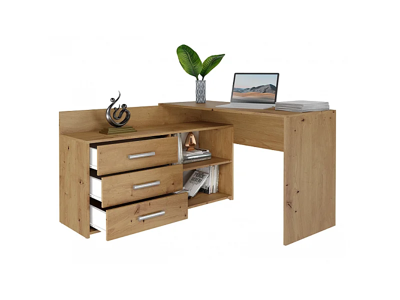 Biurko DANY |Artisan | 120x50x76 | Narożne z 3 Szufladami