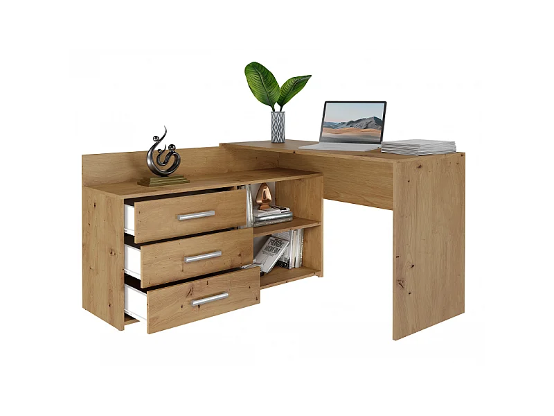Biurko DANY |Artisan | 120x50x76 | Narożne z 3 Szufladami