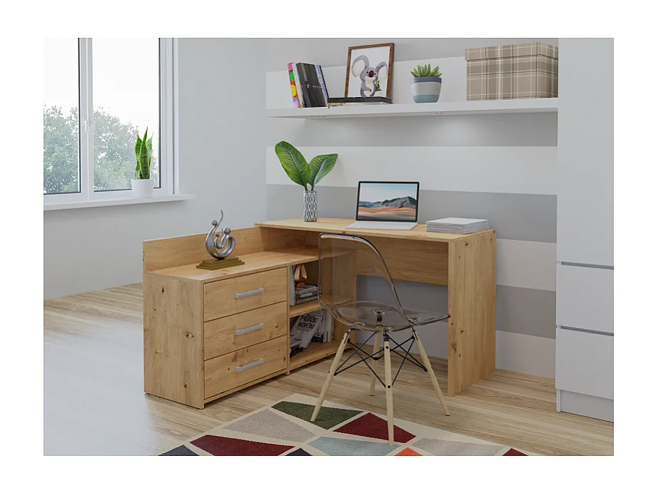 Biurko DANY |Artisan | 120x50x76 | Narożne z 3 Szufladami