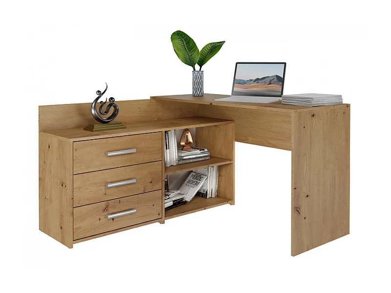 Biurko DANY |Artisan | 120x50x76 | Narożne z 3 Szufladami