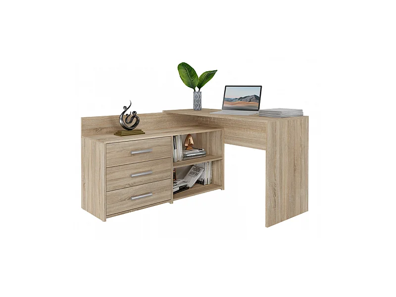 Biurko DANY |Dąb Sonoma | 120x50x76 cm |Narożne z 3 Szufladami
