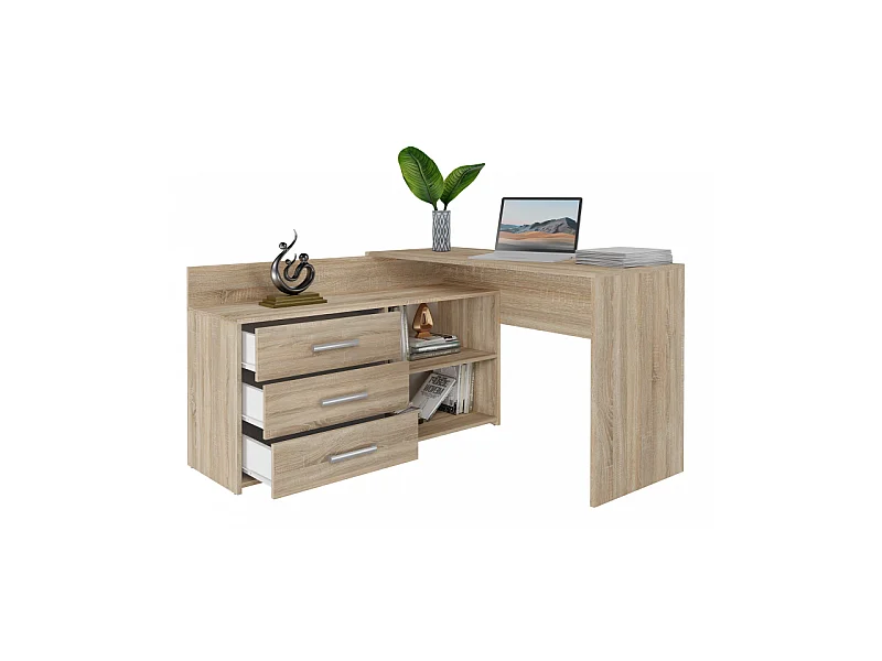 Biurko DANY |Dąb Sonoma | 120x50x76 cm |Narożne z 3 Szufladami