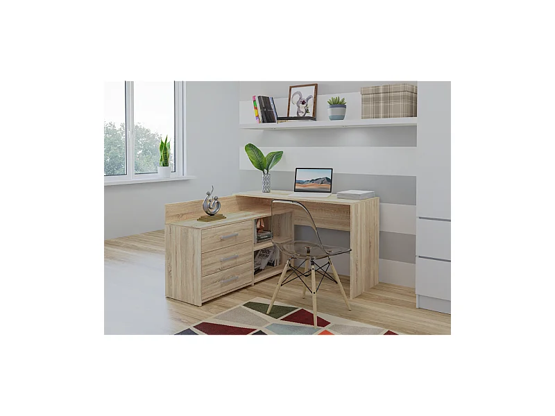 Biurko DANY |Dąb Sonoma | 120x50x76 cm |Narożne z 3 Szufladami