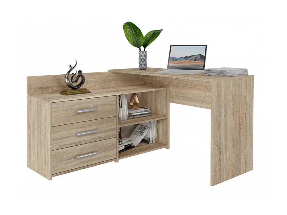 Biurko DANY |Dąb Sonoma | 120x50x76 cm |Narożne z 3 Szufladami