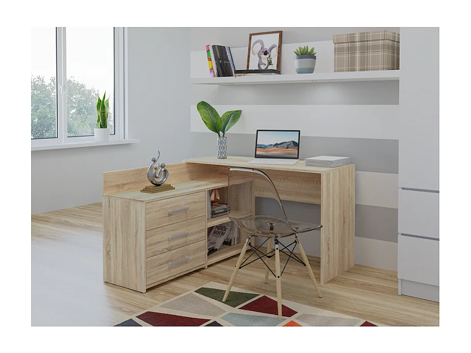 Biurko DANY |Dąb Sonoma | 120x50x76 cm |Narożne z 3 Szufladami