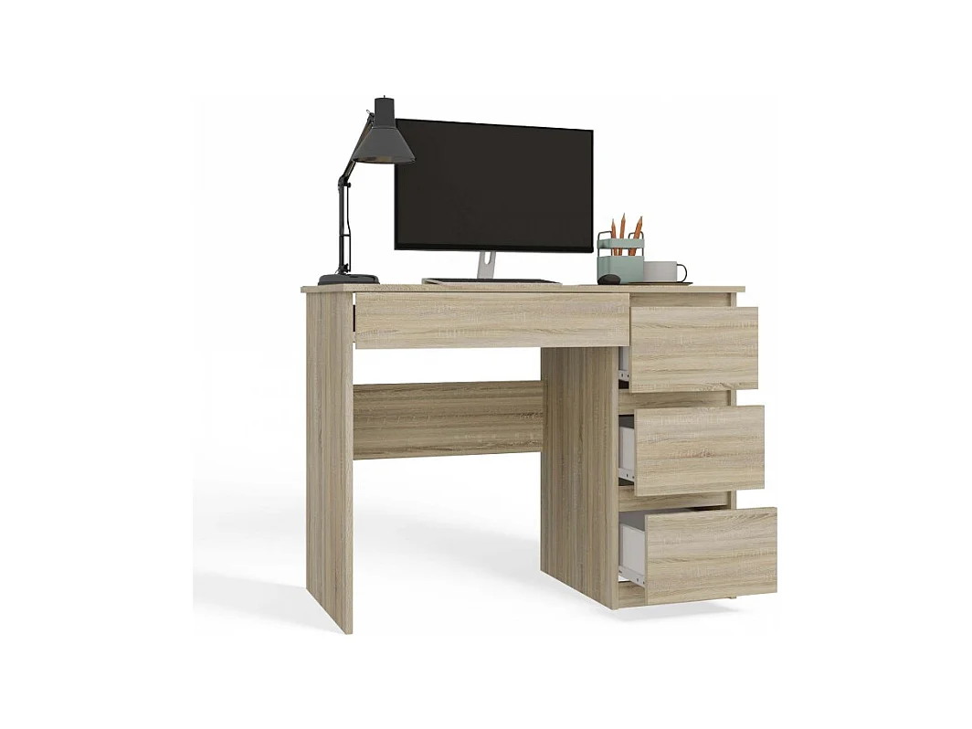 Biurko Mijas Prawe | Dąb Sonoma | 98x51x76 | Funkcjonalne z 4 Szufladami