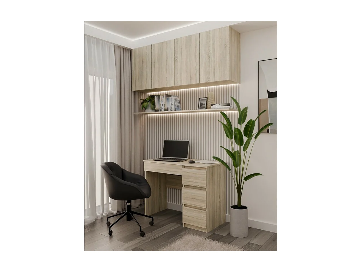 Biurko Mijas Prawe | Dąb Sonoma | 98x51x76 | Funkcjonalne z 4 Szufladami