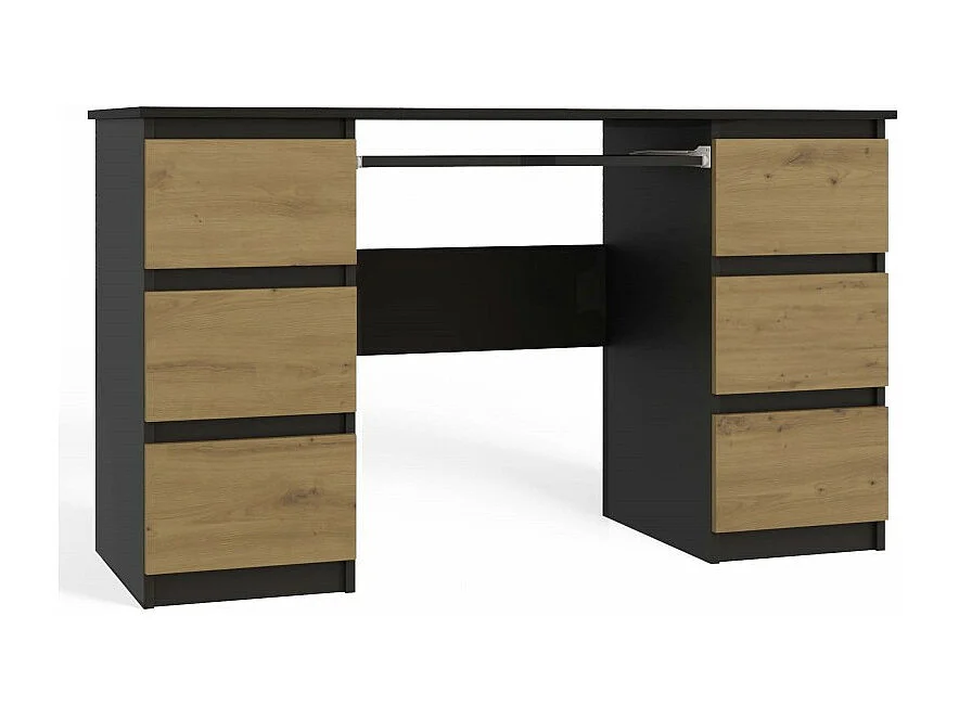 Biurko KUBA | Antracyt/Dąb Artisan | 130x51x76 | 6 Szuflad |Do Biura/ Pokoju