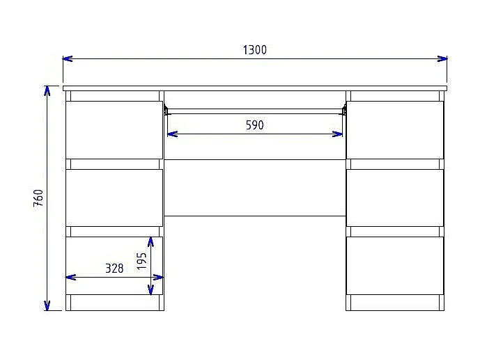 Biurko KUBA | Antracyt/Dąb Artisan | 130x51x76 | 6 Szuflad |Do Biura/ Pokoju