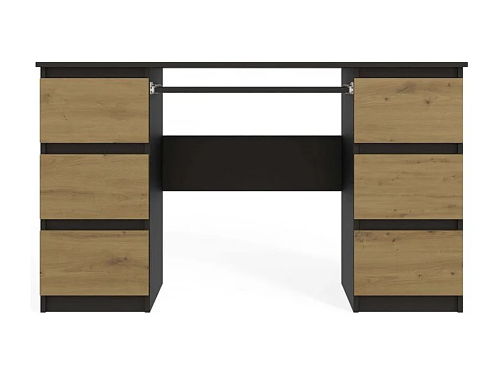 Biurko KUBA | Antracyt/Dąb Artisan | 130x51x76 | 6 Szuflad |Do Biura/ Pokoju