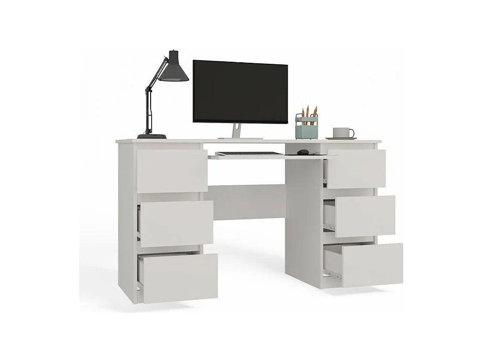 Biurko KUBA |  Białe | 130x51x76cm |  6 Szuflad |Do Biura/ Pokoju
