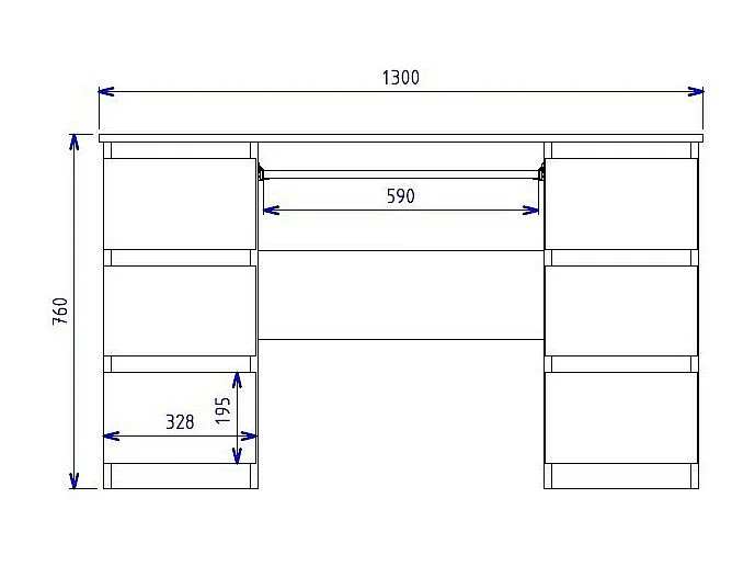 Biurko KUBA |  Białe | 130x51x76cm |  6 Szuflad |Do Biura/ Pokoju