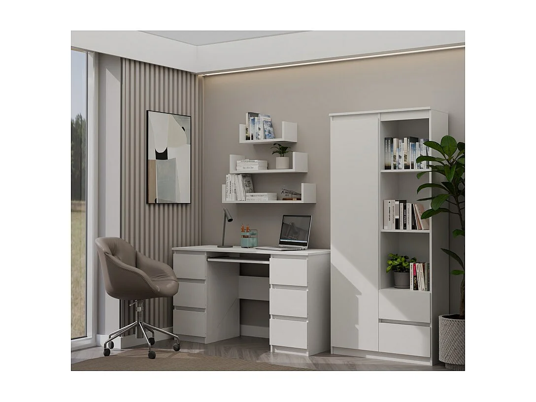 Biurko KUBA |  Białe | 130x51x76cm |  6 Szuflad |Do Biura/ Pokoju