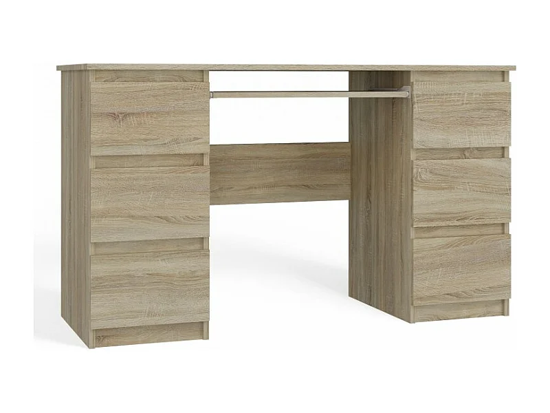 Biurko KUBA | Dąb Sonoma | 130x51x76 cm |  6 Szuflad |Do Biura/ Pokoju