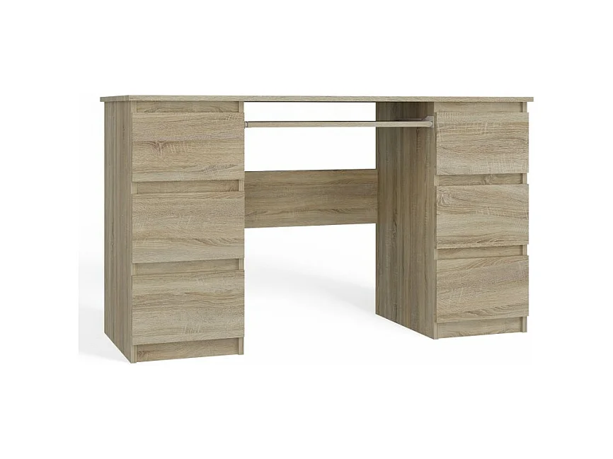 Biurko KUBA | Dąb Sonoma | 130x51x76 cm |  6 Szuflad |Do Biura/ Pokoju