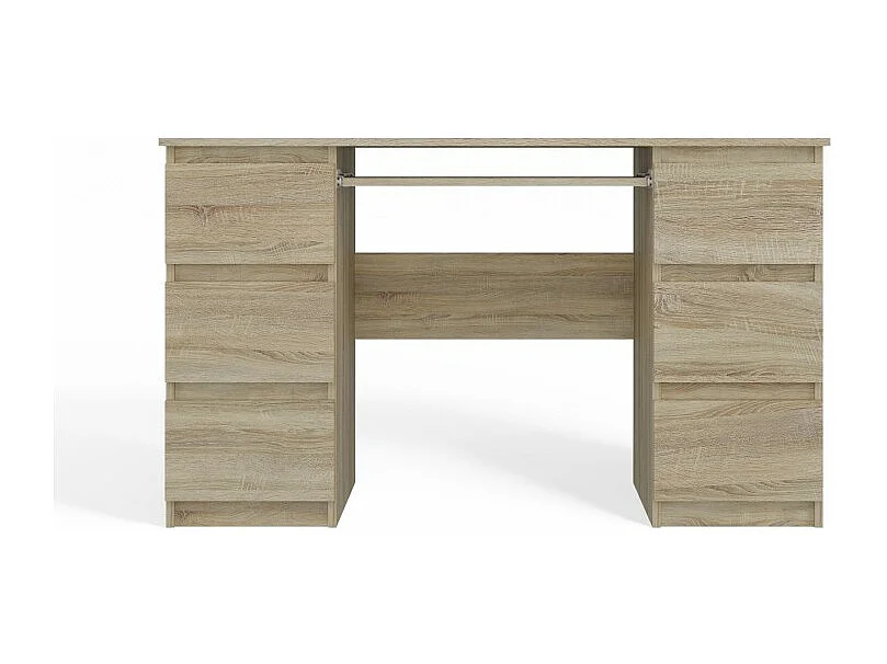 Biurko KUBA | Dąb Sonoma | 130x51x76 cm |  6 Szuflad |Do Biura/ Pokoju
