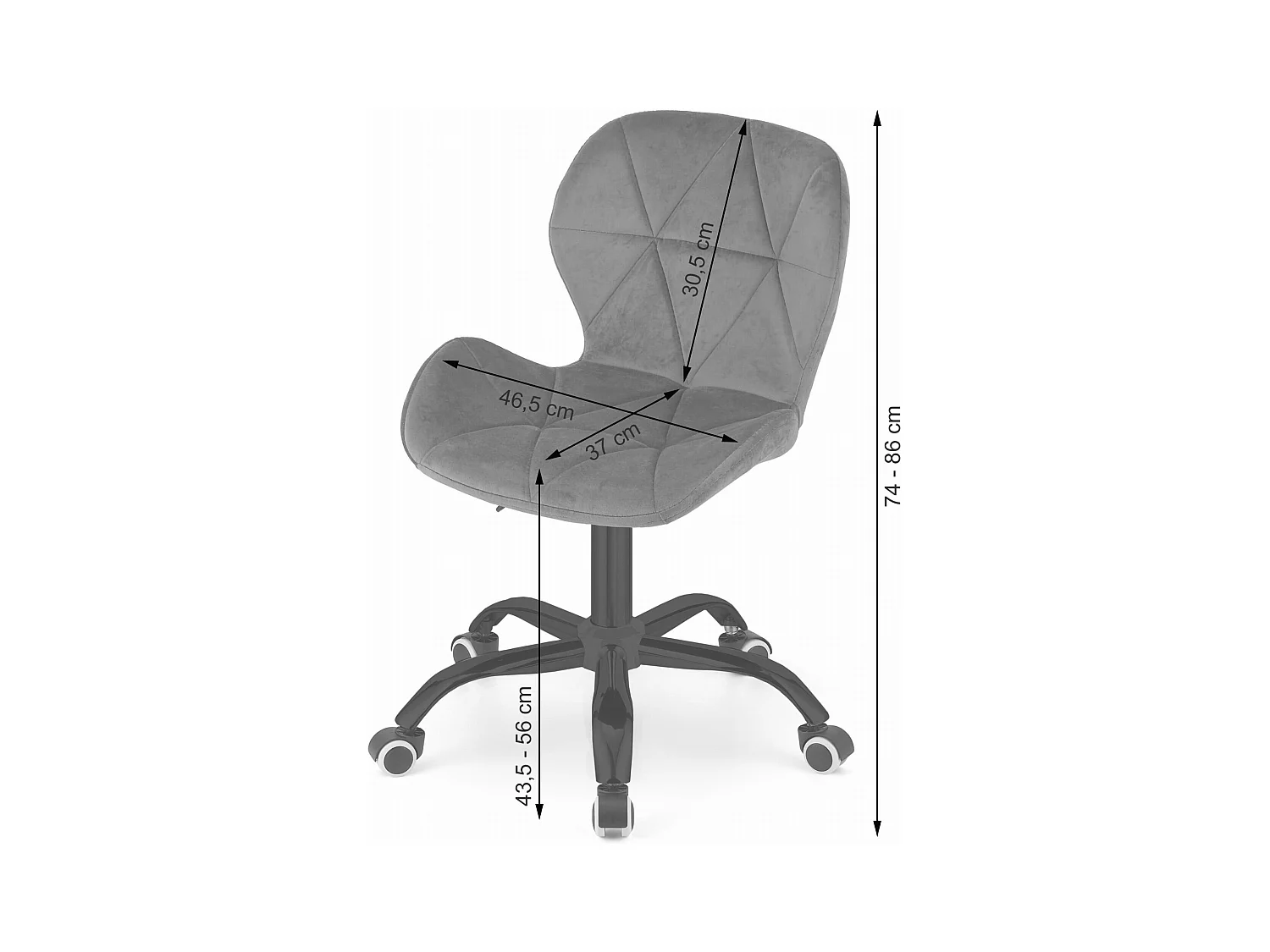 Chaise pivotante en velours NOTO - gris foncé