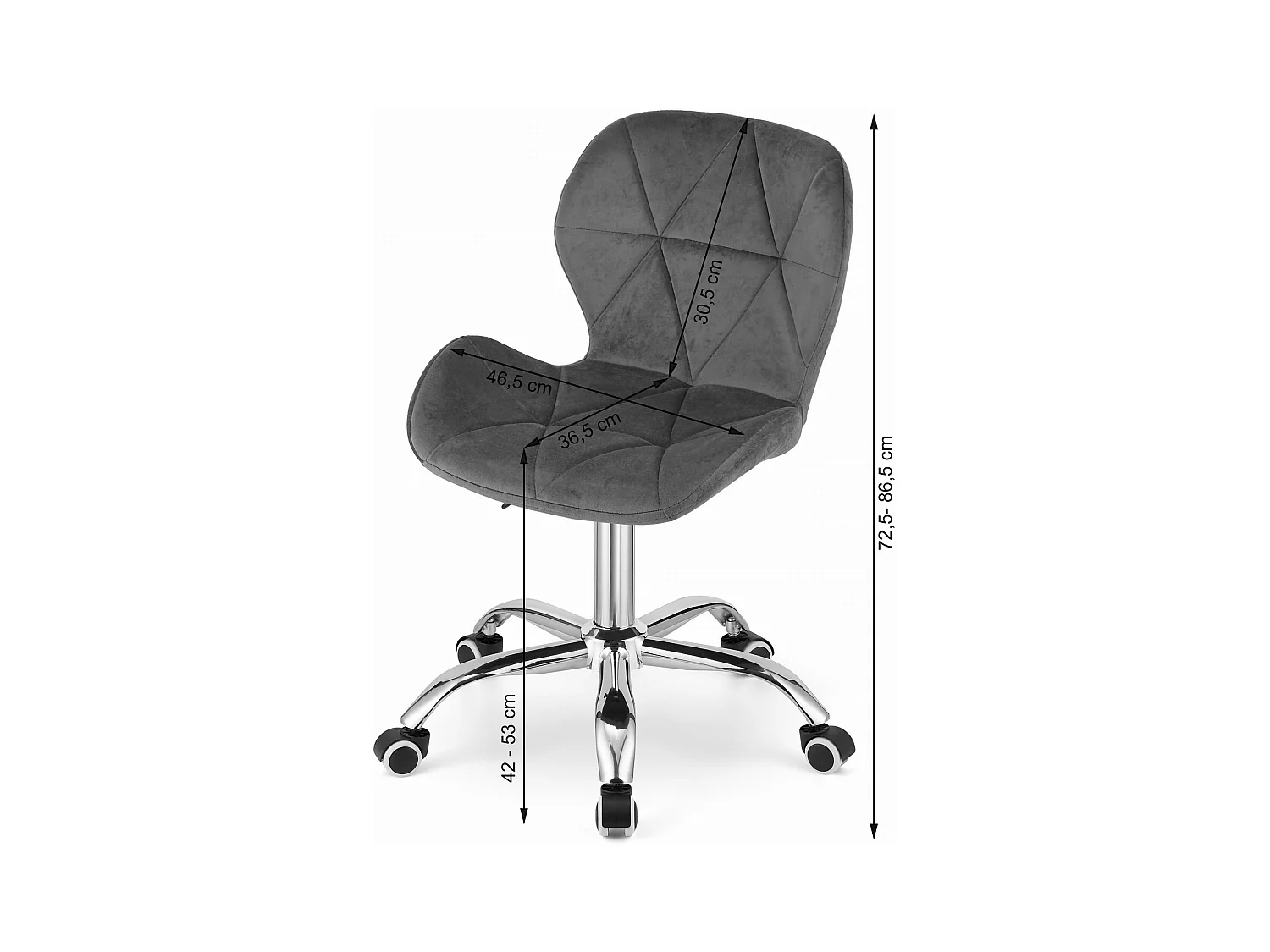 AVOLA fauteuil pivotant en velours - gris foncé
