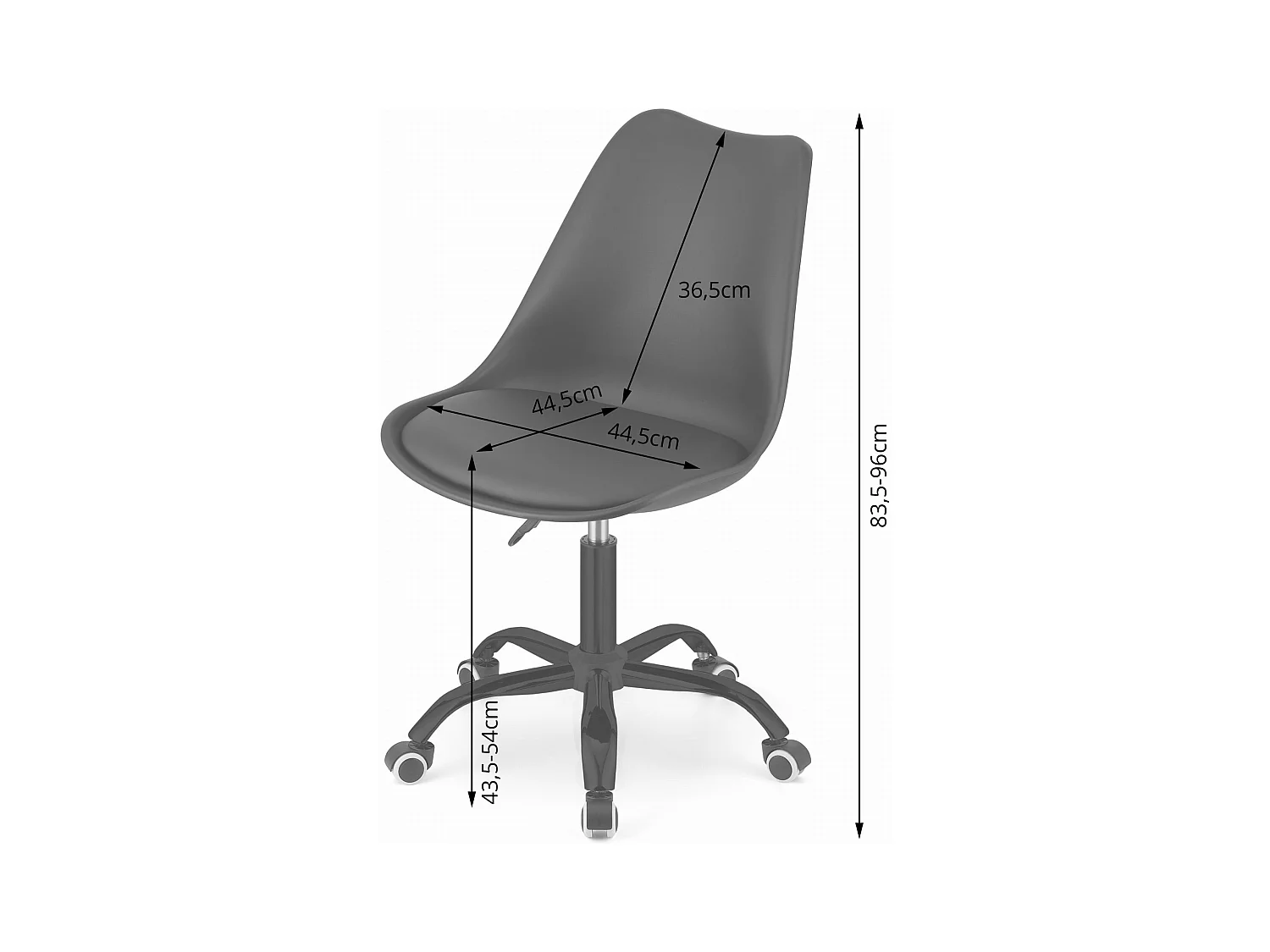 Chaise pivotante ANDRIA - base noire, noir-noir
