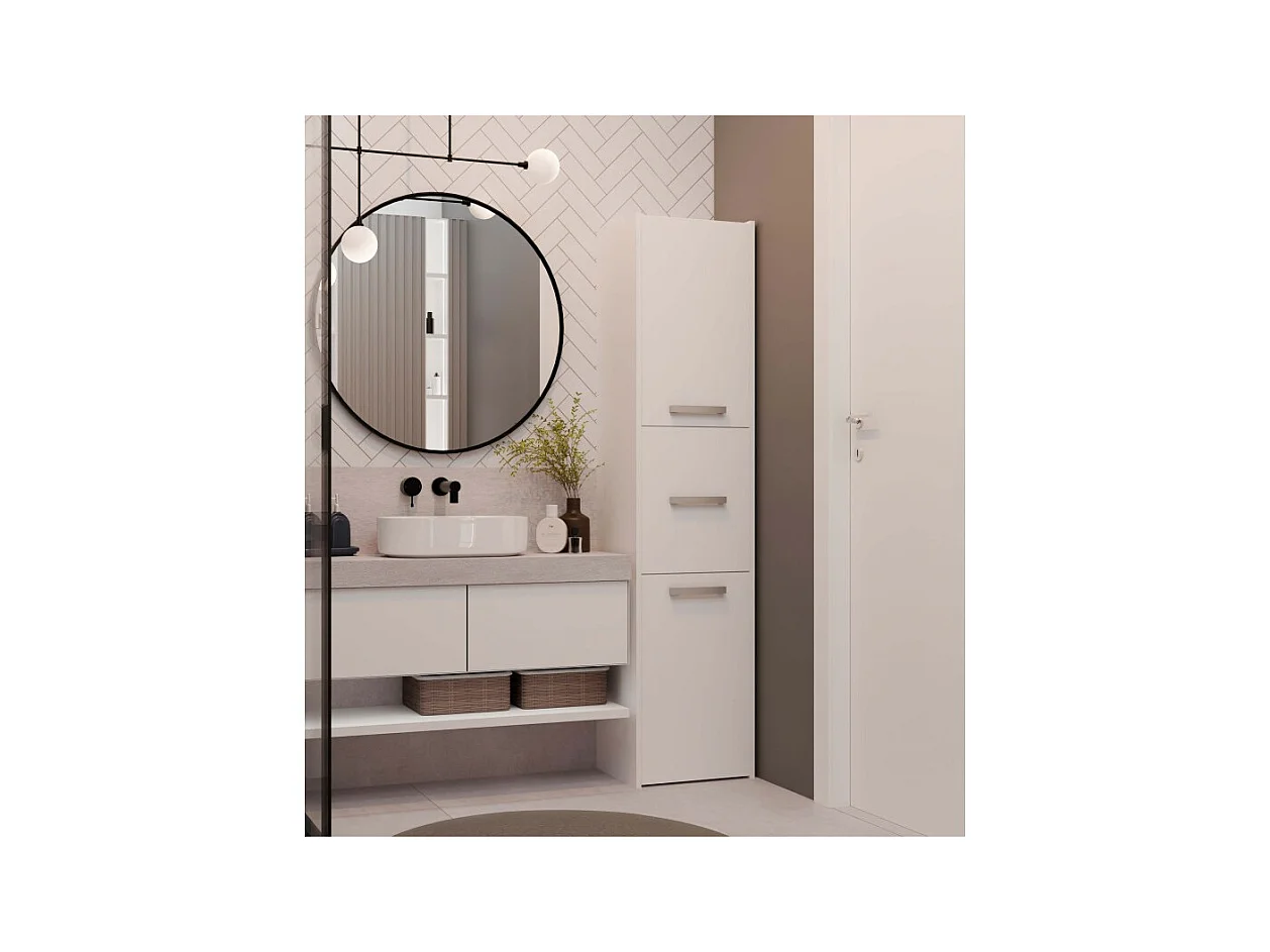 Szafka Łazienkowy Sara S43 |  Biała | 40x30x170 cm | Szafka 3 Drzwi, Półki
