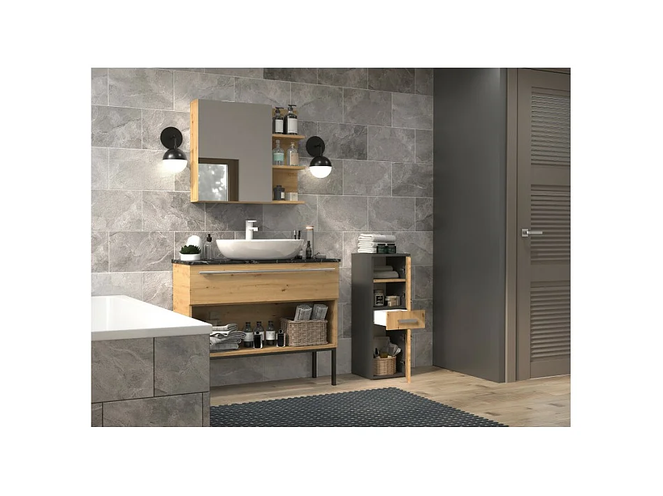 Słupek Łazienkowy Nel V DDS | Antracyt/Dąb Artisan |  30x30x85 cm |  Szafka z Szufladą